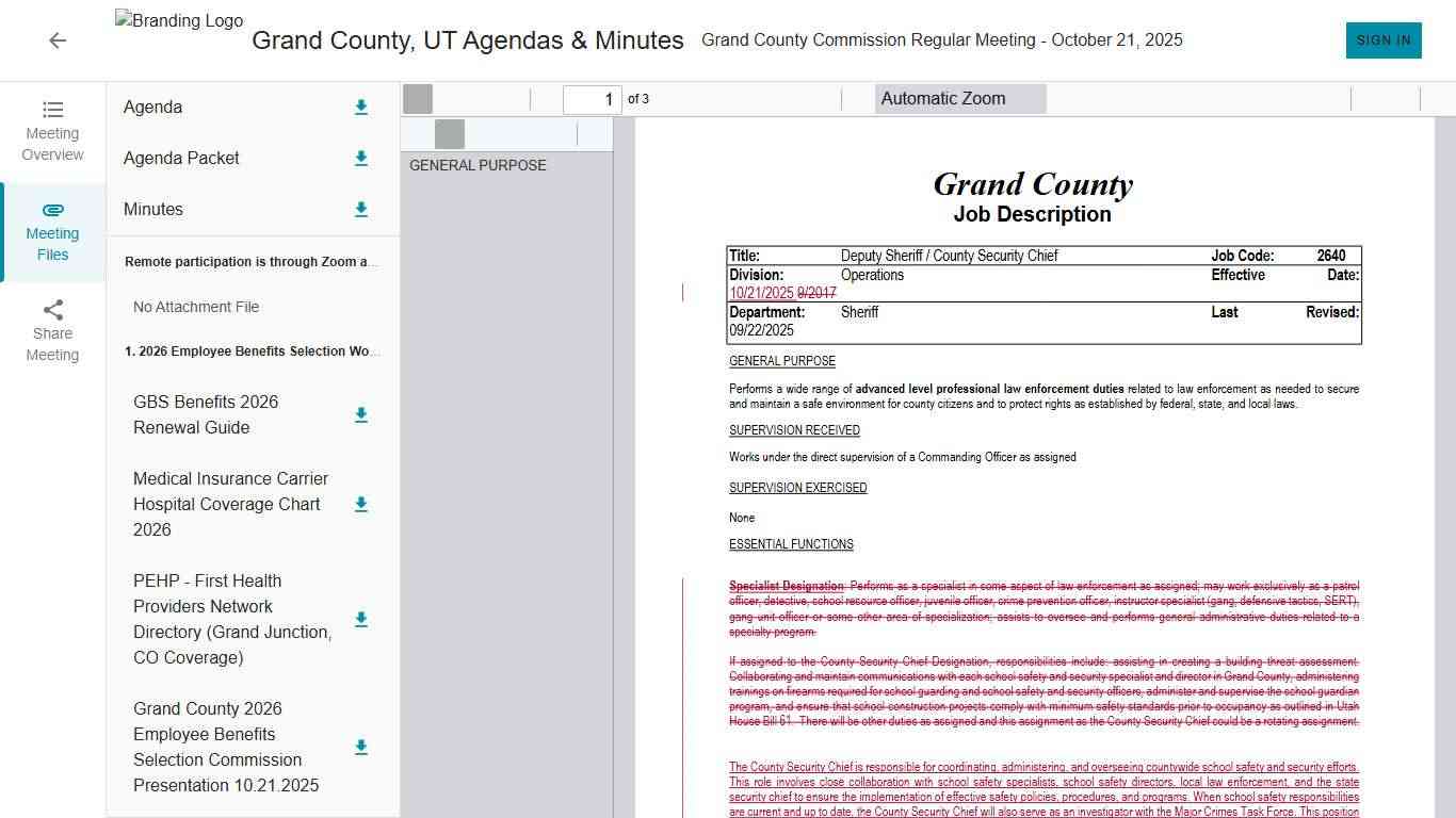 Grand County Commission Regular Meeting • Grand County, UT Agendas & Minutes • CivicClerk